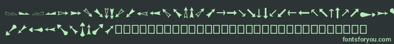 フォントArrowsadf – 黒い背景に緑の文字