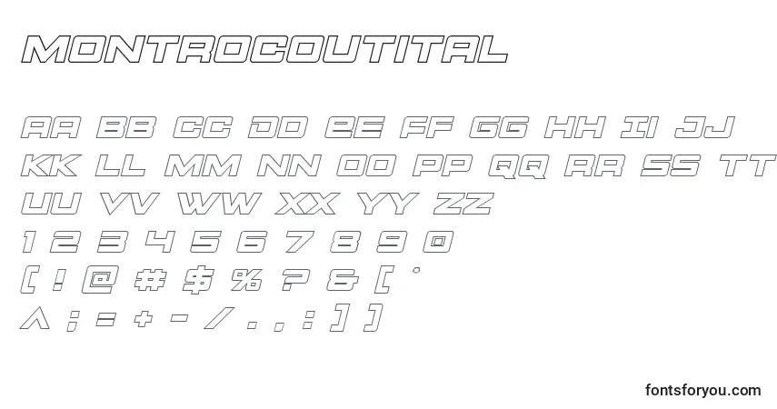 Schriftart Montrocoutital – Alphabet, Zahlen, spezielle Symbole