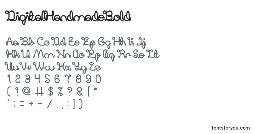 Шрифт DigitalHandmadeBold – алфавит, цифры, специальные символы