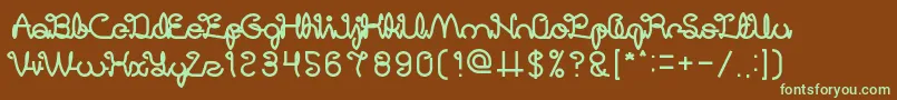 DigitalHandmadeBold-fontti – vihreät fontit ruskealla taustalla