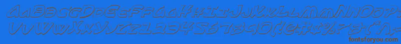 Ephesian3DItalic-Schriftart – Braune Schriften auf blauem Hintergrund