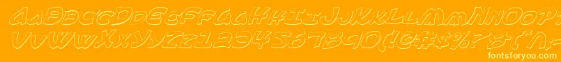 Ephesian3DItalic-Schriftart – Gelbe Schriften auf orangefarbenem Hintergrund