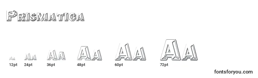 Размеры шрифта Prismatica