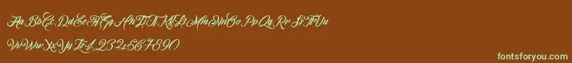 OmbelineLudolphides-fontti – vihreät fontit ruskealla taustalla