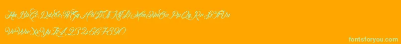 OmbelineLudolphides Font – Green Fonts on Orange Background