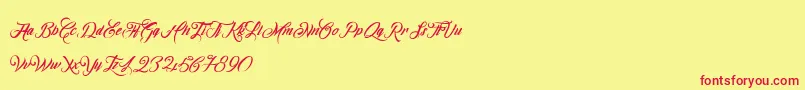 OmbelineLudolphides-Schriftart – Rote Schriften auf gelbem Hintergrund