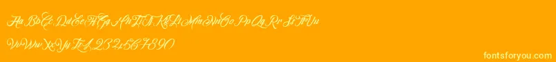 Weitere Informationen zur OmbelineLudolphides-Schriftart OmbelineLudolphides-Schriftart – Gelbe Schriften auf orangefarbenem Hintergrund