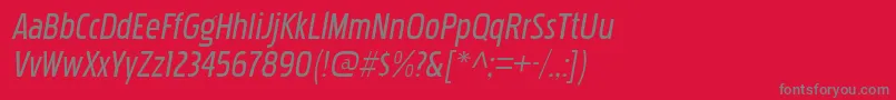 フォントPakenhamcdrgItalic – 赤い背景に灰色の文字