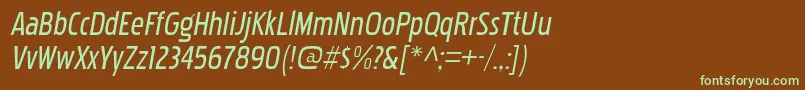 PakenhamcdrgItalic Font – Green Fonts on Brown Background