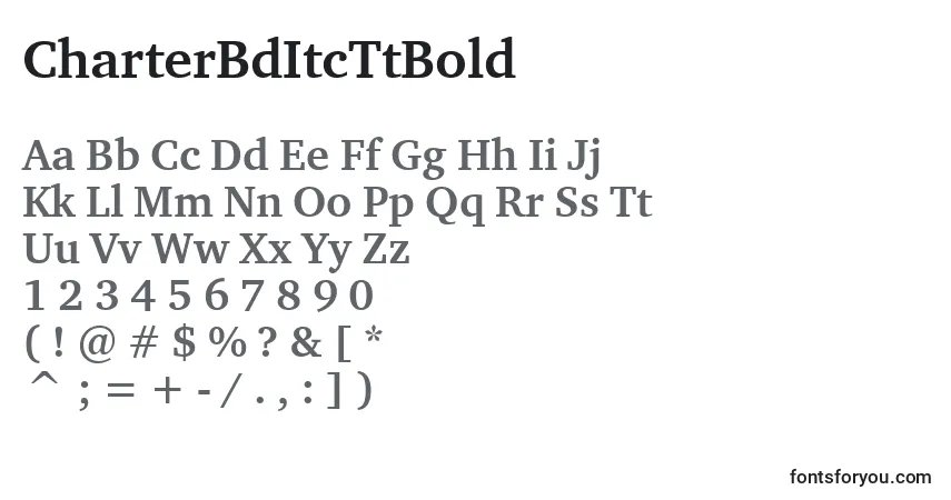 Czcionka CharterBdItcTtBold – alfabet, cyfry, specjalne znaki