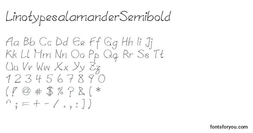 Шрифт LinotypesalamanderSemibold – алфавит, цифры, специальные символы