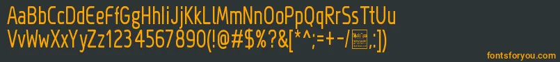 フォントMegiSansNarrowDemo – 黒い背景にオレンジの文字