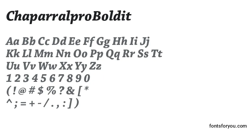 Шрифт ChaparralproBoldit – алфавит, цифры, специальные символы