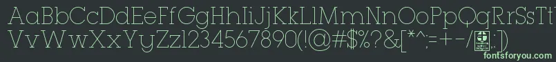 Czcionka TypoGeoslabThinDemo – zielone czcionki na czarnym tle
