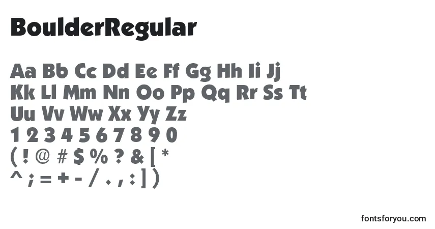 A fonte BoulderRegular – alfabeto, números, caracteres especiais