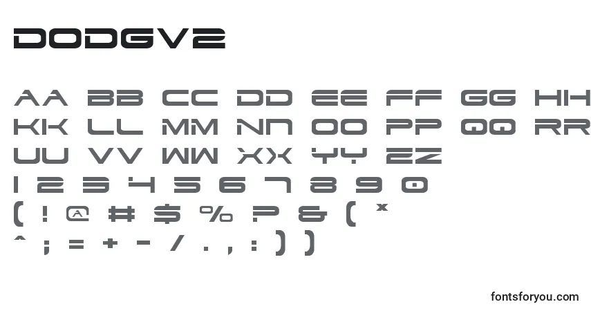 Czcionka Dodgv2 – alfabet, cyfry, specjalne znaki