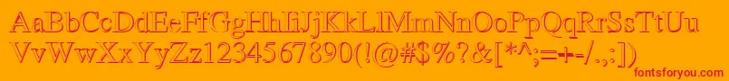 RomandShadowDb-Schriftart – Rote Schriften auf orangefarbenem Hintergrund
