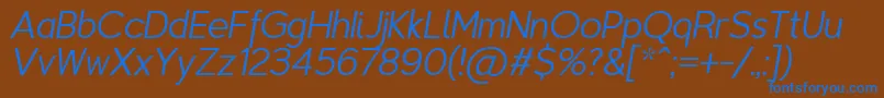 TriompheThinitalic Font – Blue Fonts on Brown Background