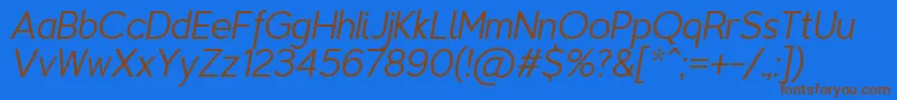 TriompheThinitalic Font – Brown Fonts on Blue Background