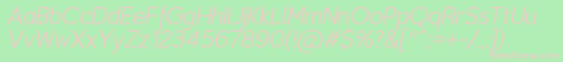 TriompheThinitalic Font – Pink Fonts on Green Background