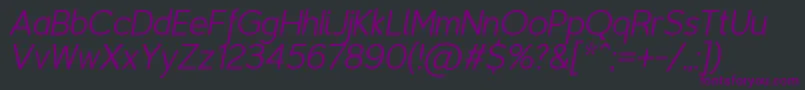 TriompheThinitalic Font – Purple Fonts on Black Background