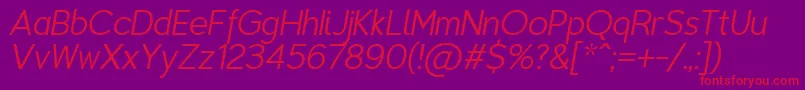 TriompheThinitalic Font – Red Fonts on Purple Background