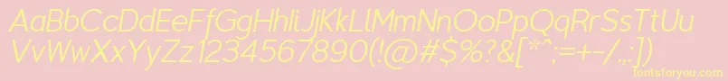 TriompheThinitalic-Schriftart – Gelbe Schriften auf rosa Hintergrund