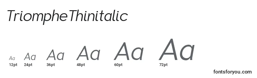 Размеры шрифта TriompheThinitalic