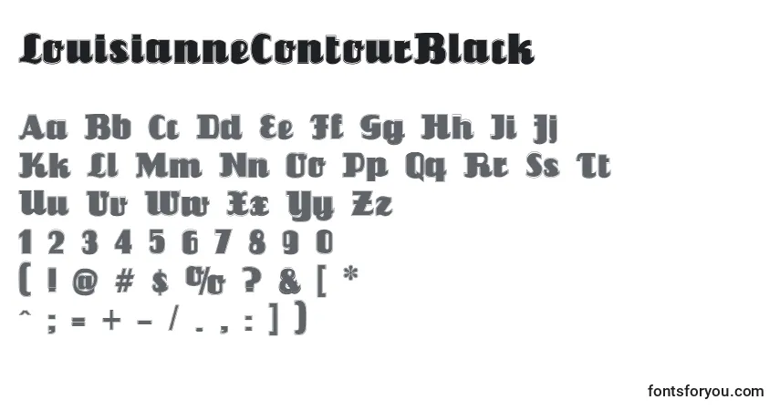 Шрифт LouisianneContourBlack – алфавит, цифры, специальные символы