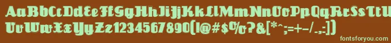 フォントLouisianneContourBlack – 緑色の文字が茶色の背景にあります。