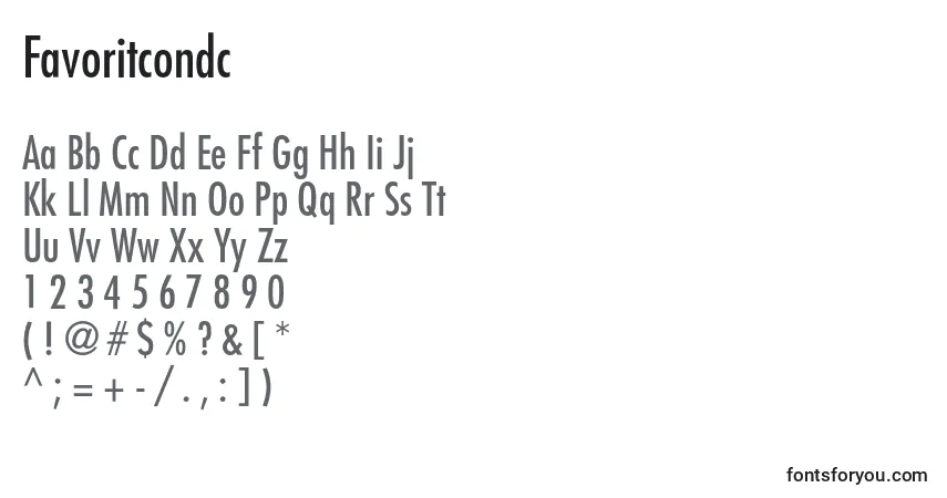 Czcionka Favoritcondc – alfabet, cyfry, specjalne znaki