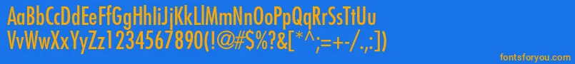 フォントFavoritcondc – オレンジ色の文字が青い背景にあります。