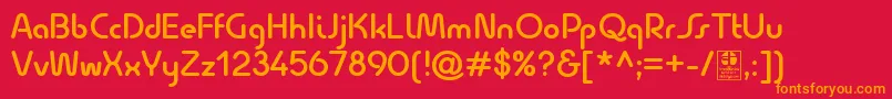 QuesatDemiBoldDemo Font – Orange Fonts on Red Background