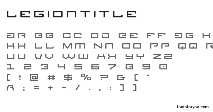 Legiontitle-fontti – aakkoset, numerot, erikoismerkit