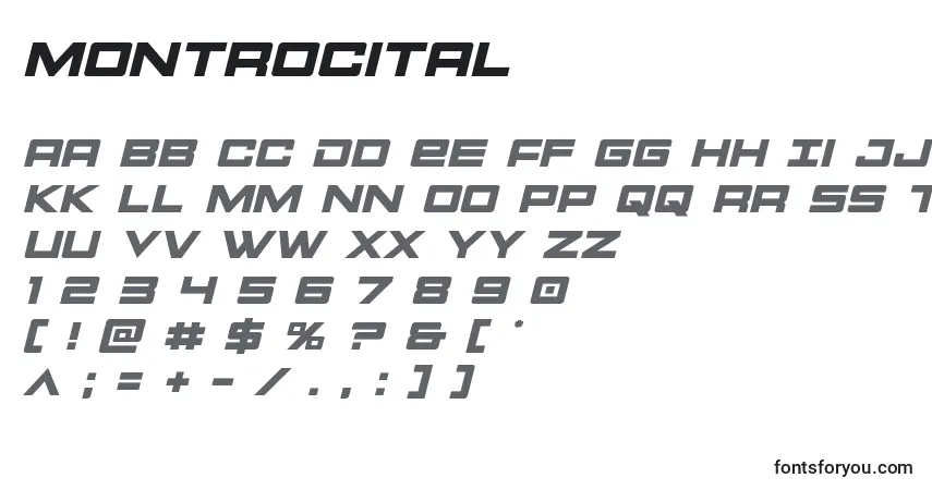 Schriftart Montrocital – Alphabet, Zahlen, spezielle Symbole