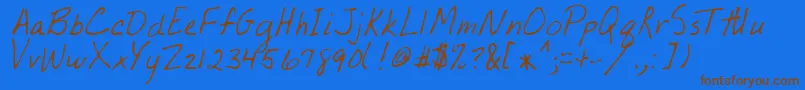 フォントPiikoiRegular – 茶色の文字が青い背景にあります。