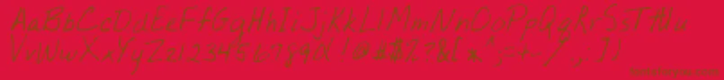 PiikoiRegular-Schriftart – Braune Schriften auf rotem Hintergrund