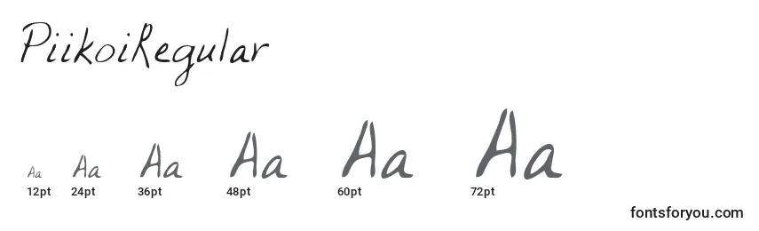 Размеры шрифта PiikoiRegular