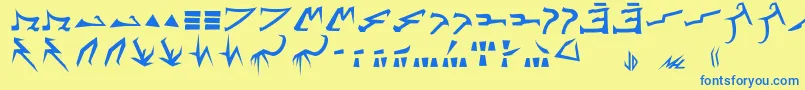 フォントShadow – 青い文字が黄色の背景にあります。