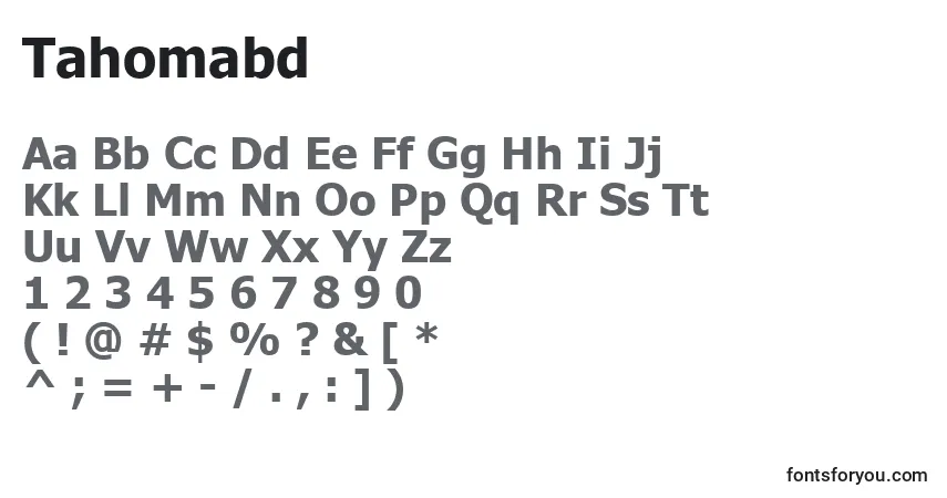 Czcionka Tahomabd – alfabet, cyfry, specjalne znaki