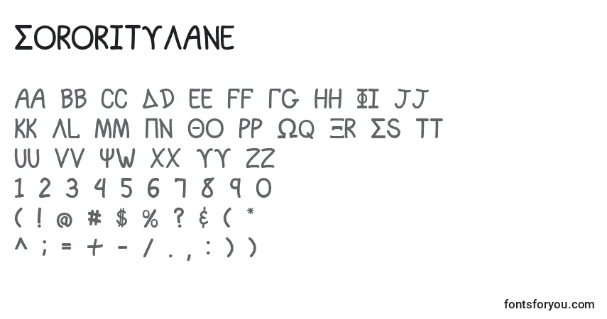 SororityLaneフォント–アルファベット、数字、特殊文字