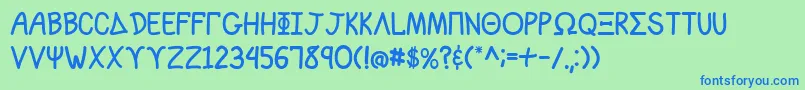 SororityLane-fontti – siniset fontit vihreällä taustalla