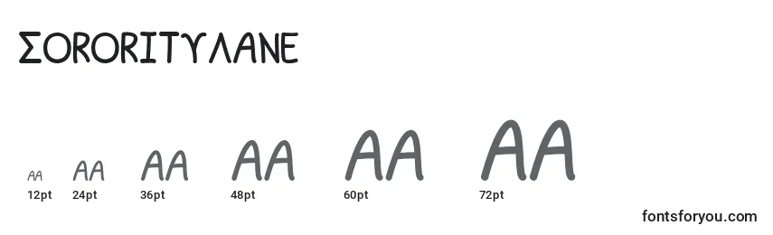 Tamaños de fuente SororityLane