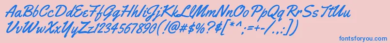 フォントYellowtailRegular – ピンクの背景に青い文字