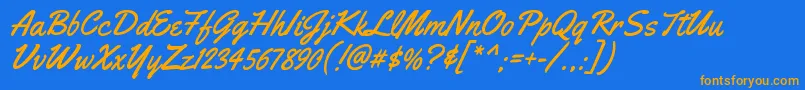 YellowtailRegular Font – Orange Fonts on Blue Background