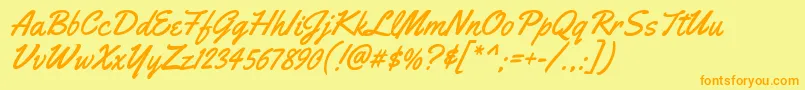 フォントYellowtailRegular – オレンジの文字が黄色の背景にあります。