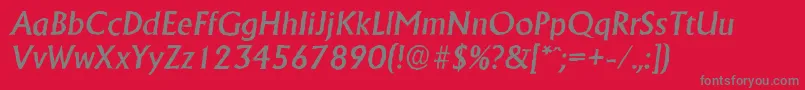 AdelonantiqueMediumItalic-Schriftart – Graue Schriften auf rotem Hintergrund