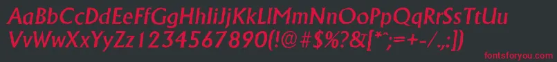 フォントAdelonantiqueMediumItalic – 黒い背景に赤い文字