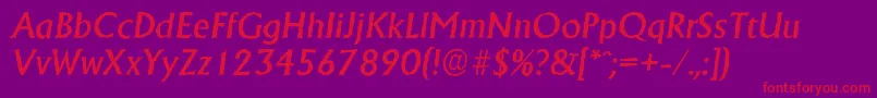 AdelonantiqueMediumItalic Font – Red Fonts on Purple Background