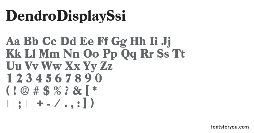 Czcionka DendroDisplaySsi – alfabet, cyfry, specjalne znaki